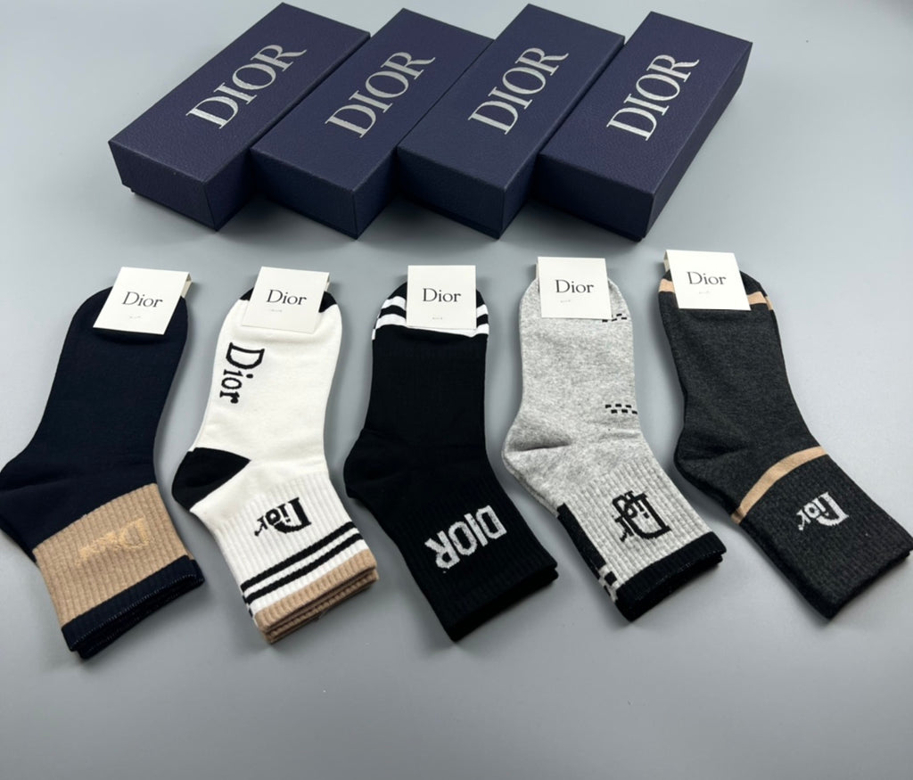 Dior Cotton Short Socks - 5-Pair Pack