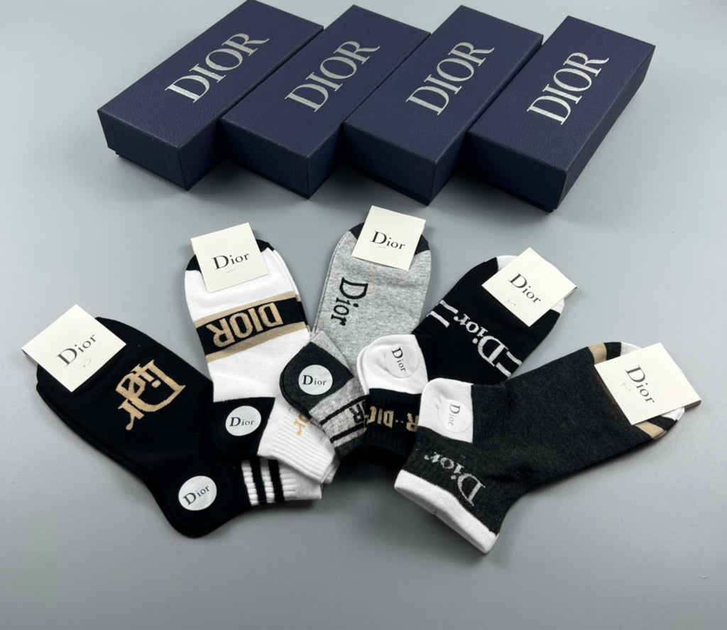 Dior Wordmark Details Ankle Socks - 5-Pair Set