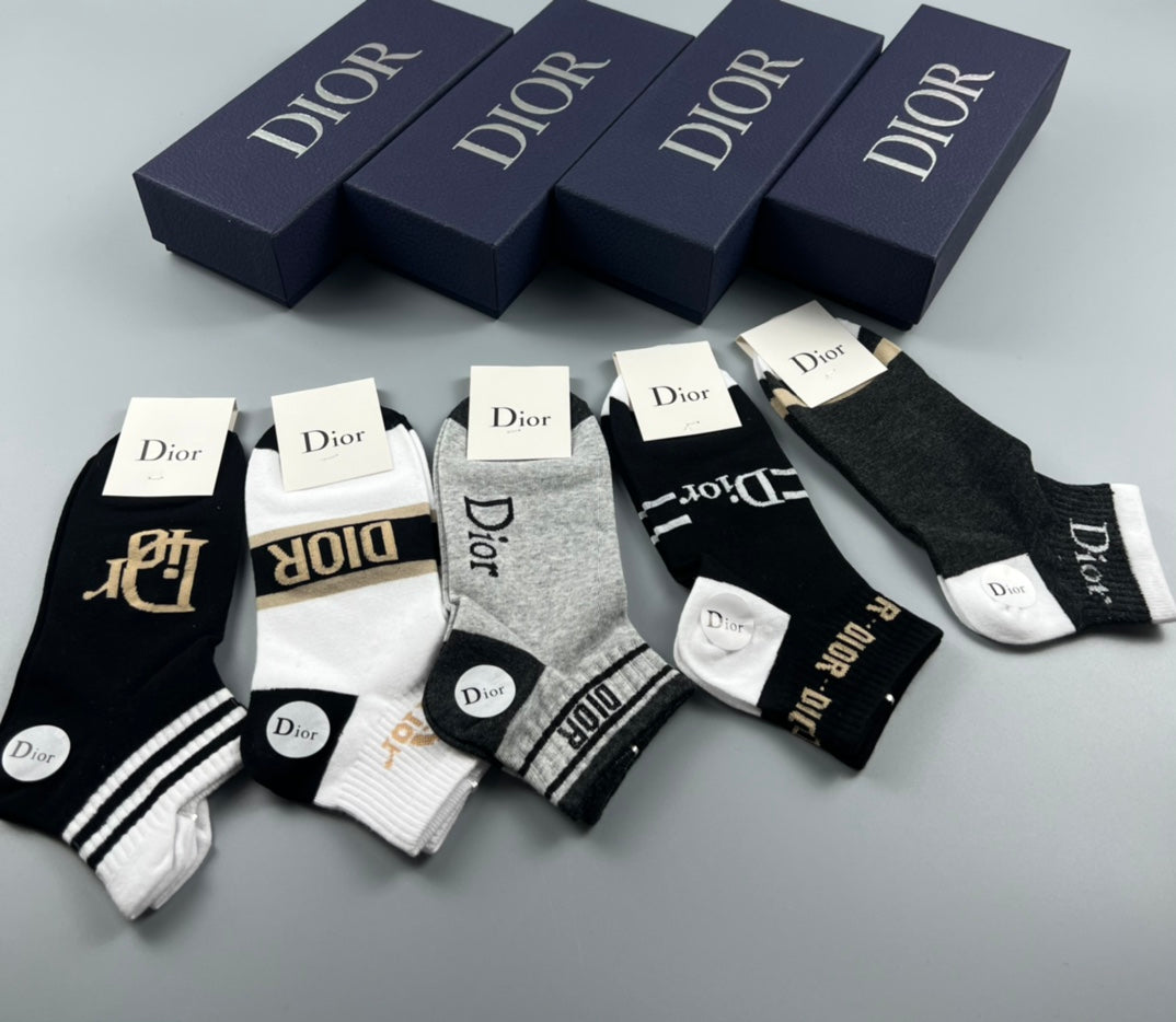 Dior Wordmark Details Ankle Socks - 5-Pair Set