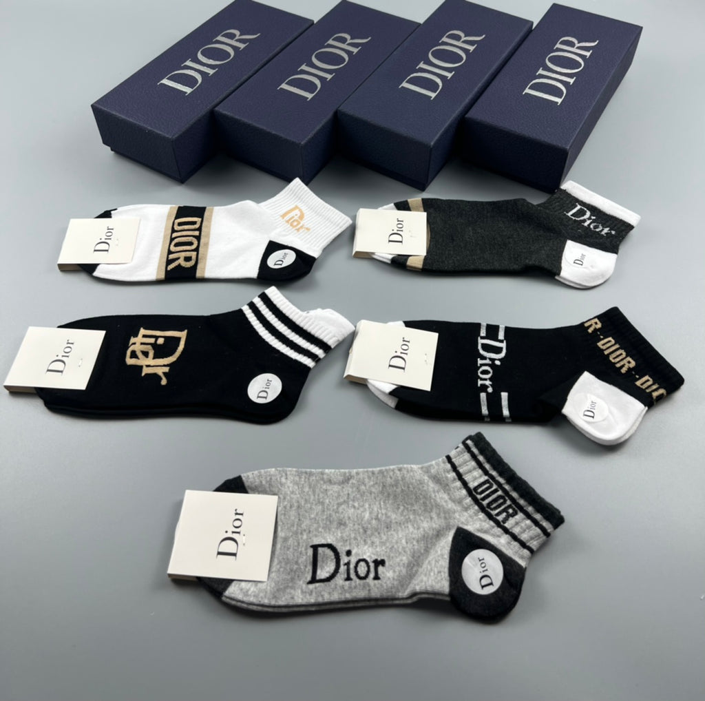 Dior Mixed Wordmark Details Ankle Socks - 5-Pair Set