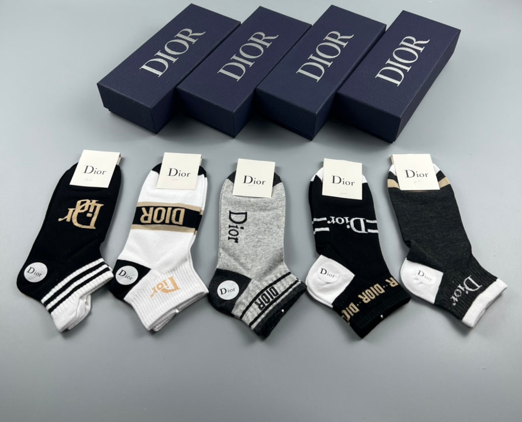 Dior Wordmark Details Ankle Socks - 5-Pair Set