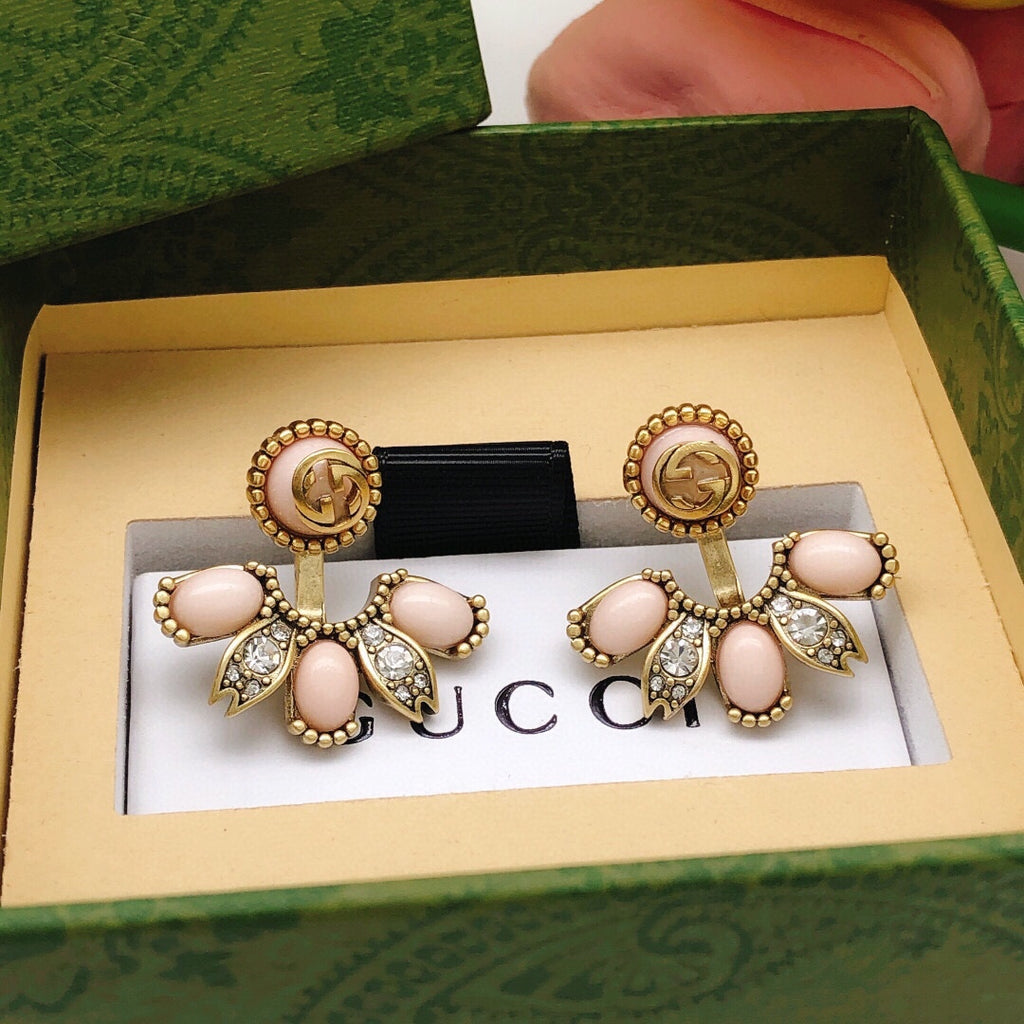 Floral Stud Earrings in Polished Metal-Tone – Design 007 main product view