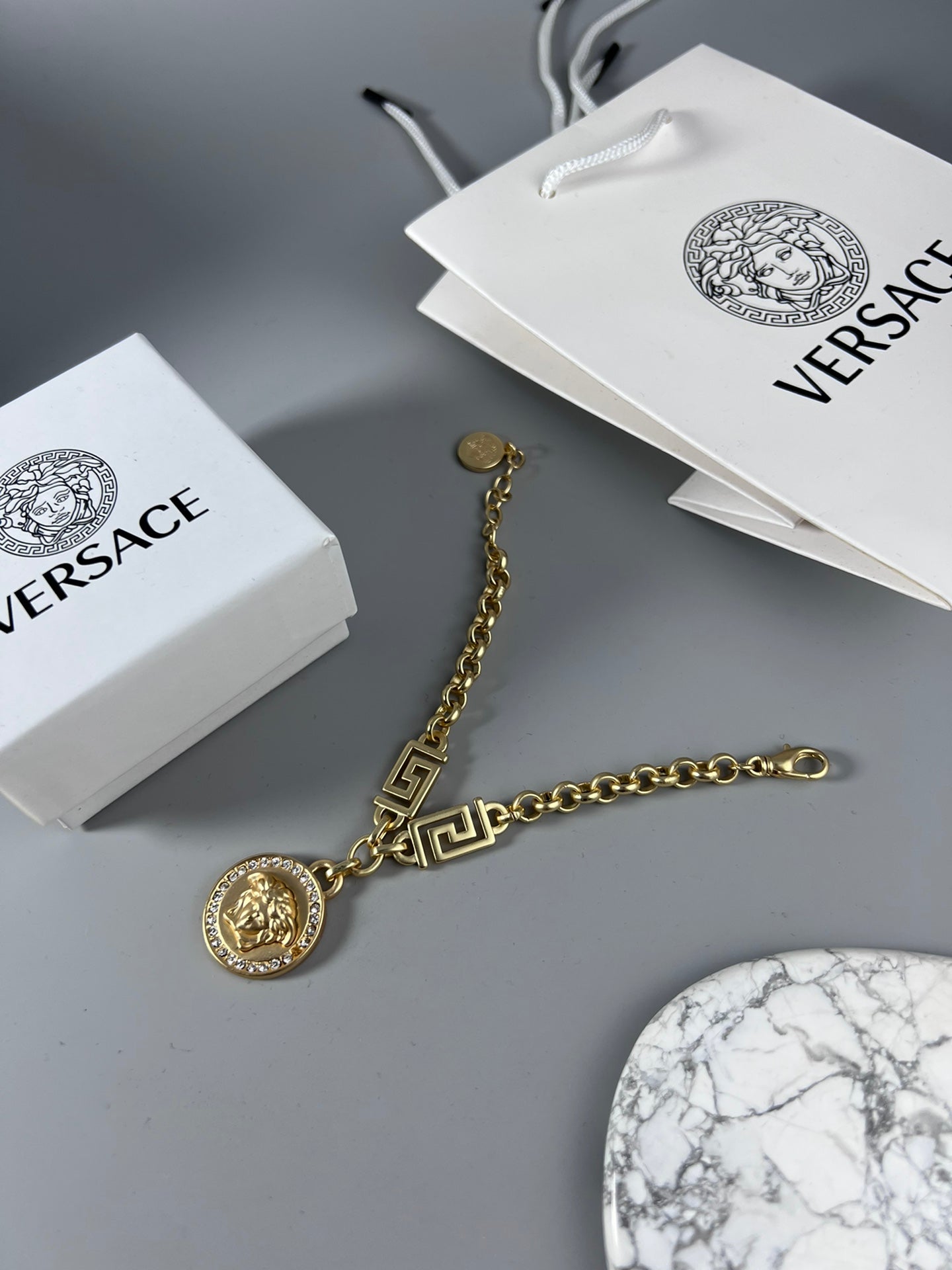 Statement Emblem Statement Bracelet in Polished Metal-Tone – Design 02 styled product view