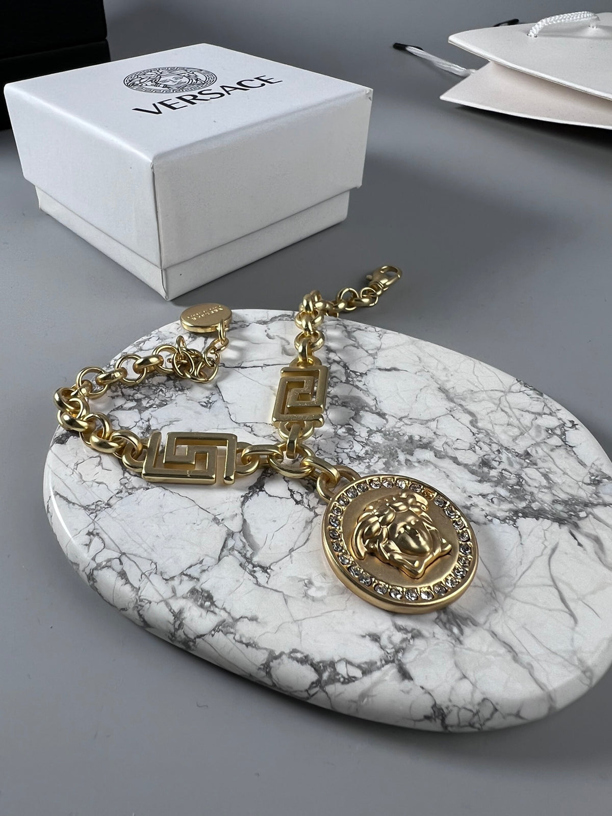 Statement Emblem Statement Bracelet in Polished Metal-Tone – Design 02 detail view