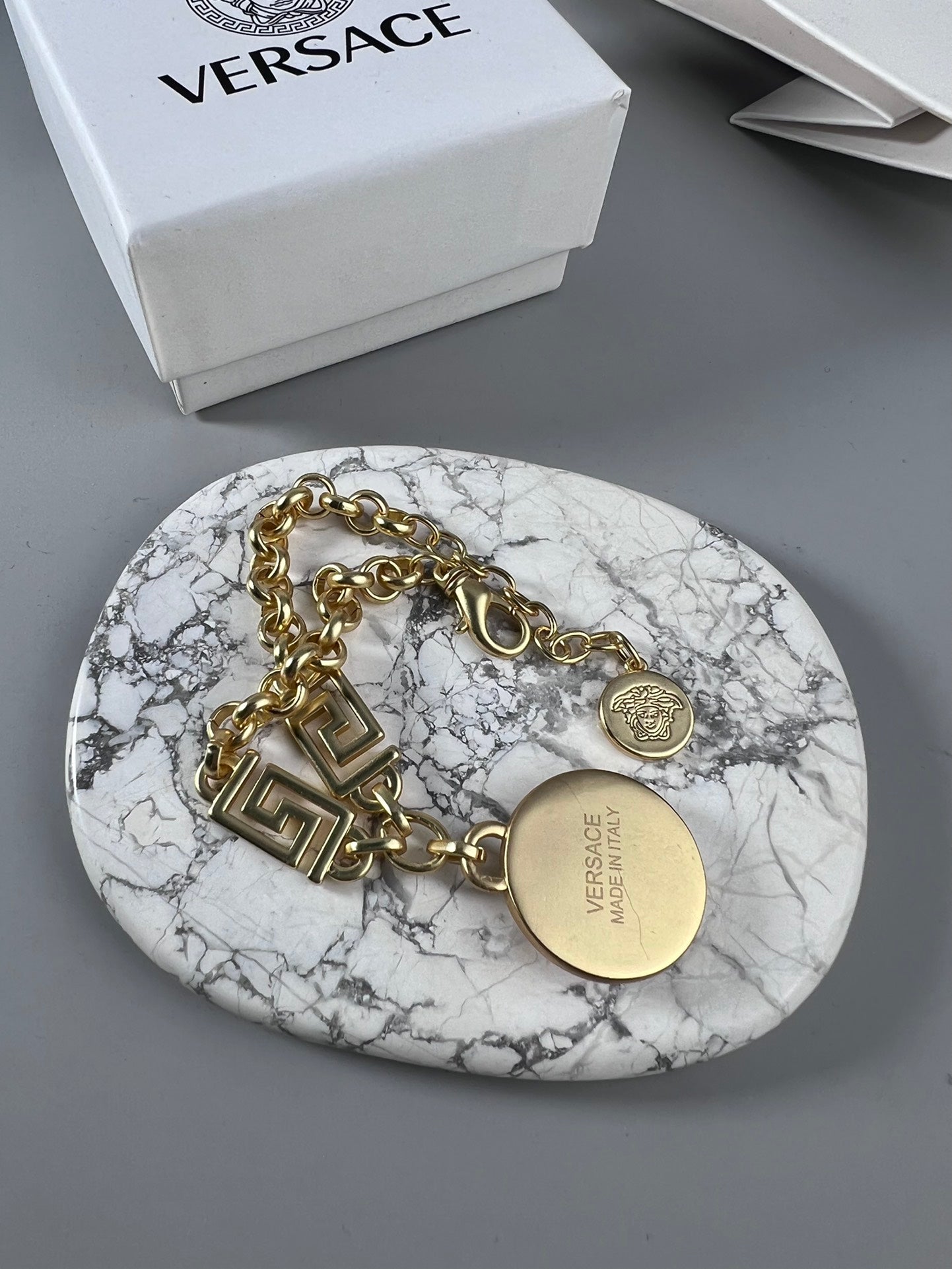 Statement Emblem Statement Bracelet in Polished Metal-Tone – Design 02 close-up detail
