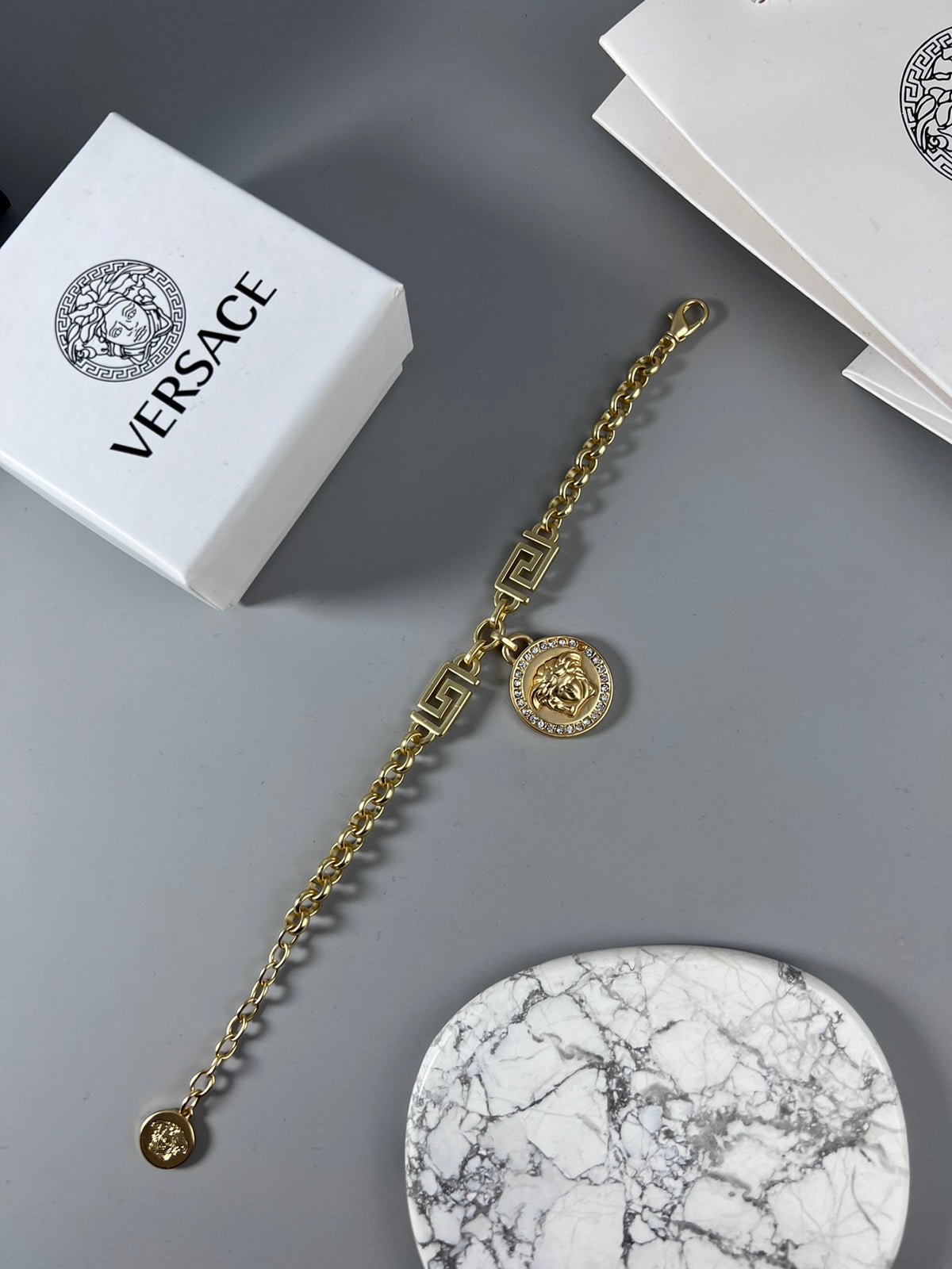 Statement Emblem Statement Bracelet in Polished Metal-Tone – Design 02 front product view