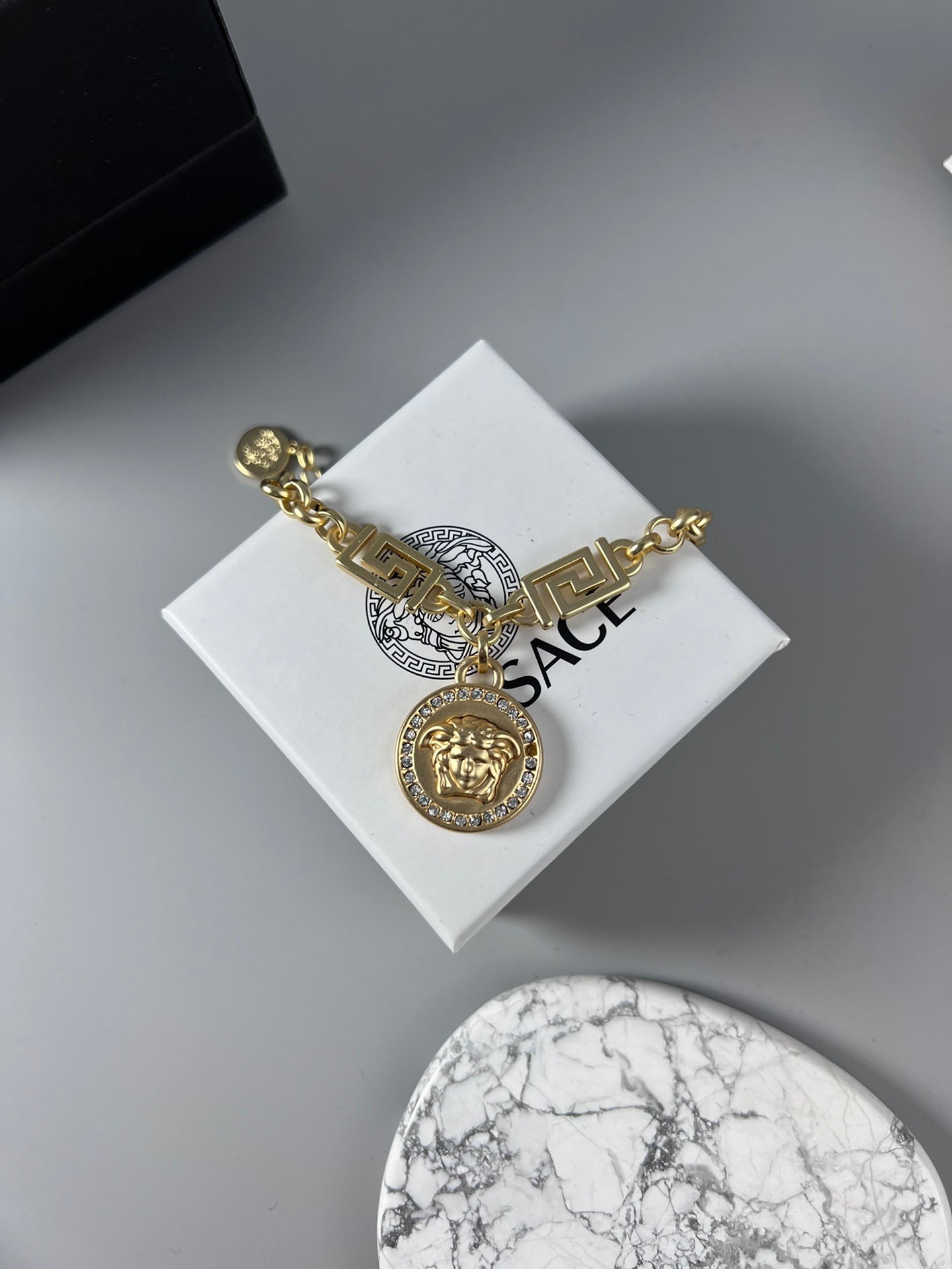 Statement Emblem Statement Bracelet in Polished Metal-Tone – Design 02 side detail