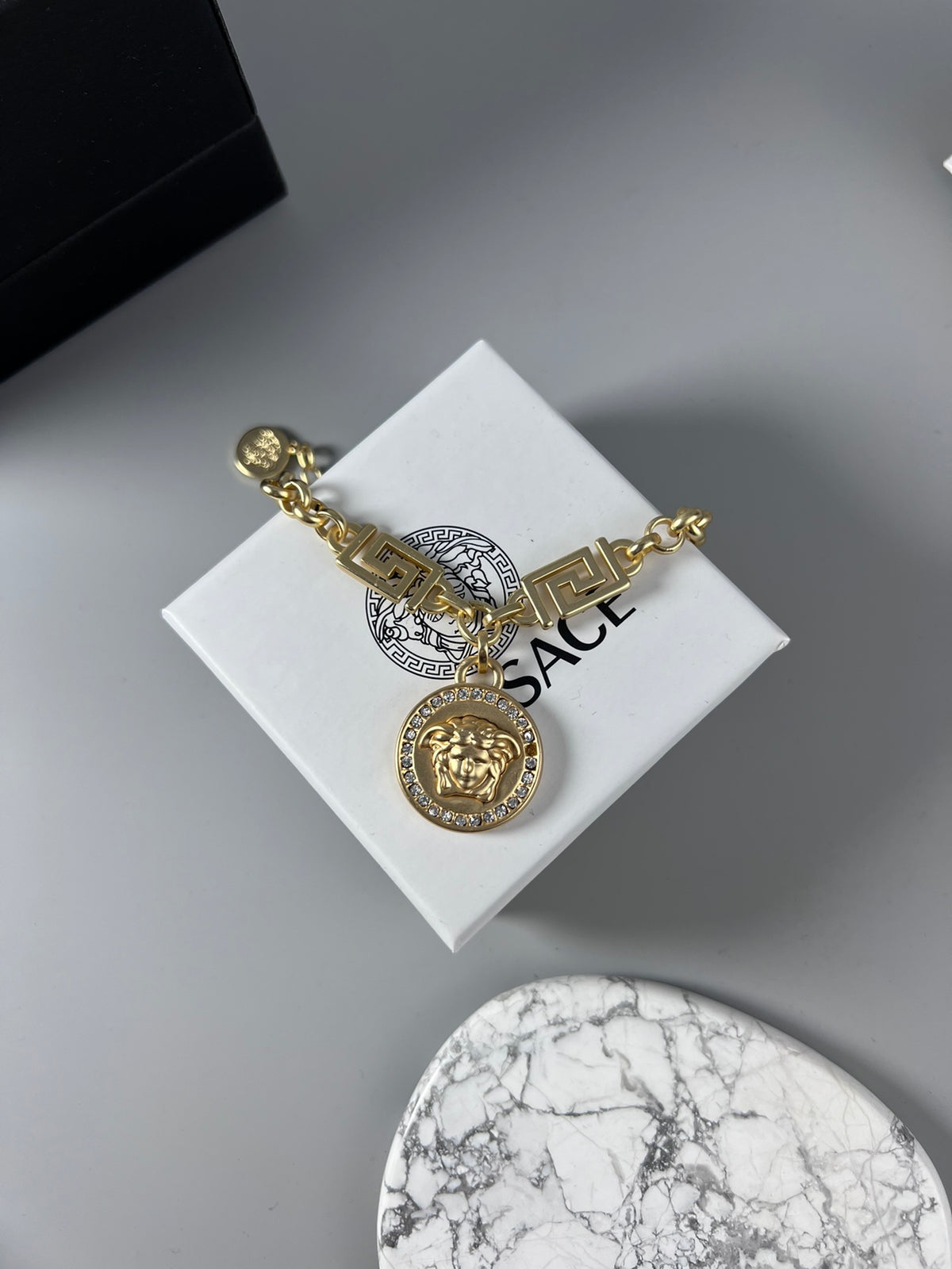 Statement Emblem Statement Bracelet in Polished Metal-Tone – Design 03 side detail