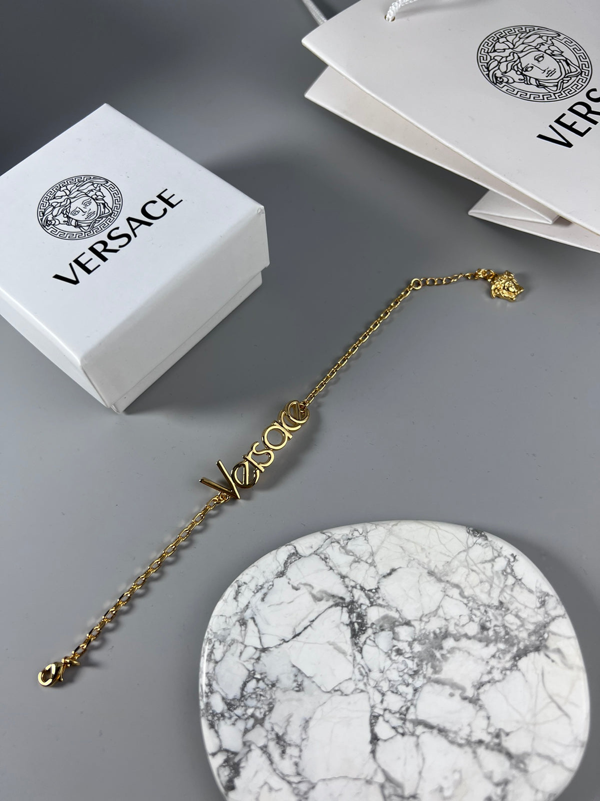 Statement Emblem Statement Bracelet in Polished Metal-Tone – Design 04 front product view