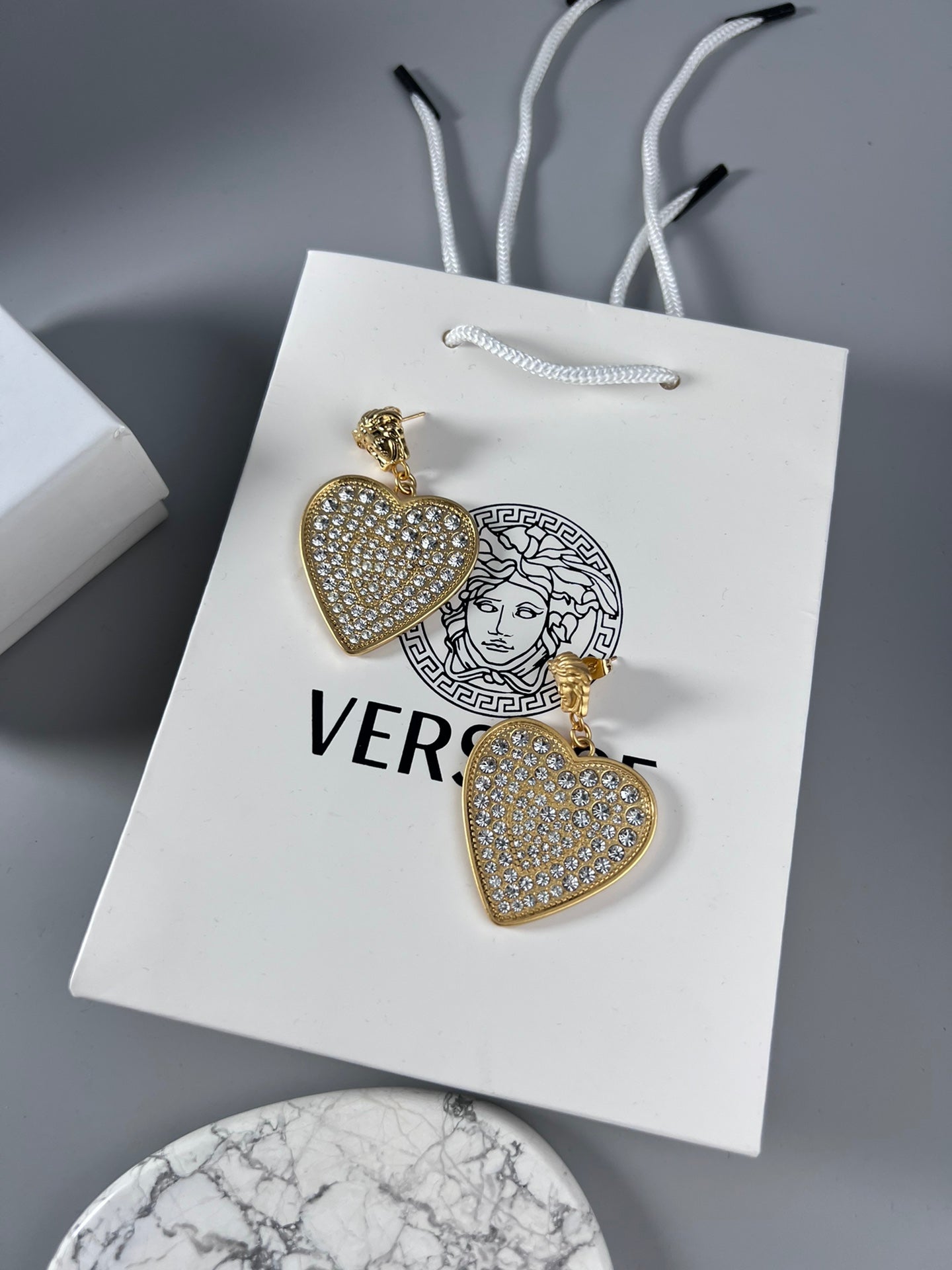 Statement Emblem Stud Earrings in Polished Metal-Tone – Design 07 side detail