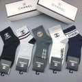 Chanel Pastel Colour Tonal Waistbands Crew Socks - 5-Pair Set