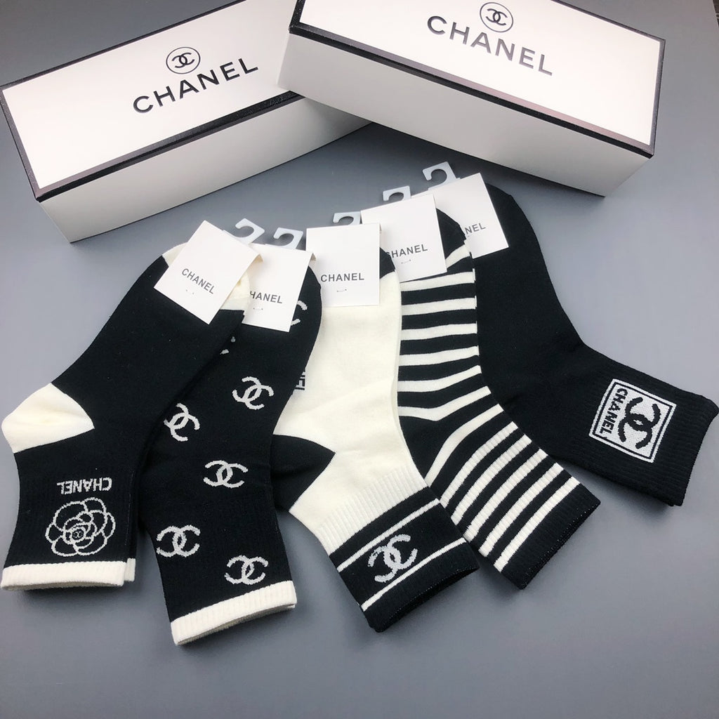 Chanel Cotton Crew Socks - 5-Pair Pack