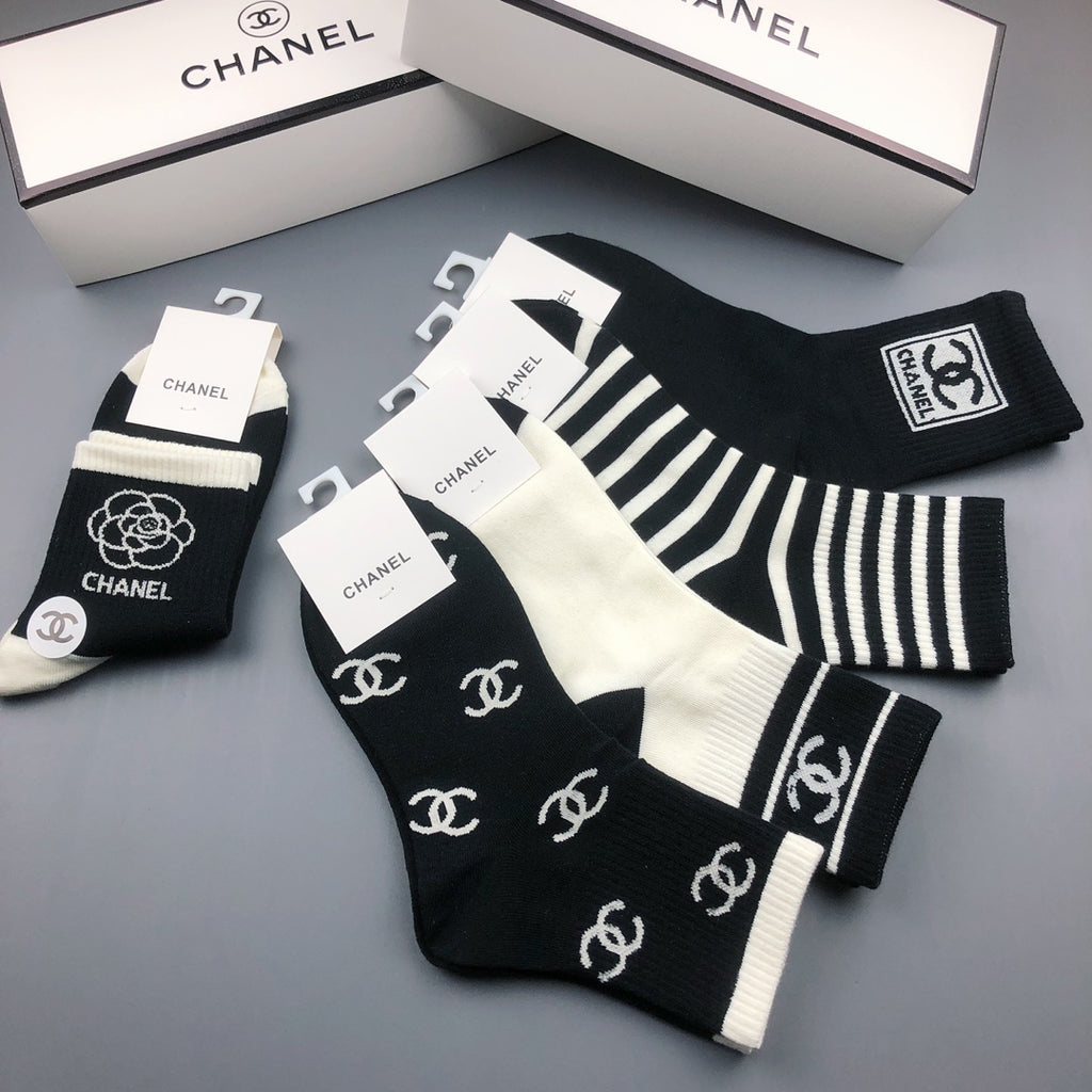 Chanel Cotton Crew Socks - 5-Pair Pack