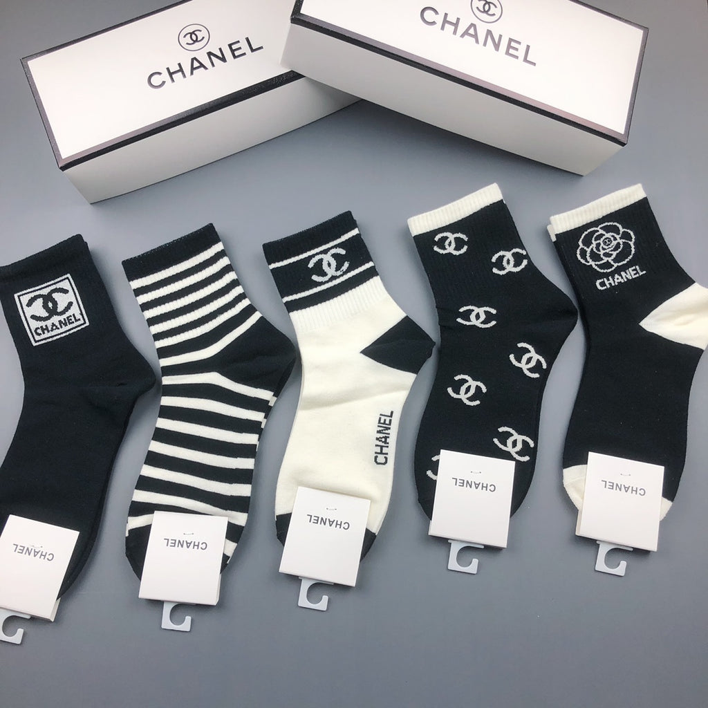 Chanel Cotton Crew Socks - 5-Pair Pack