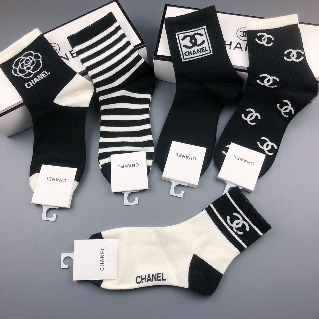 Chanel Graphic Crew Socks - 5-Pair Box