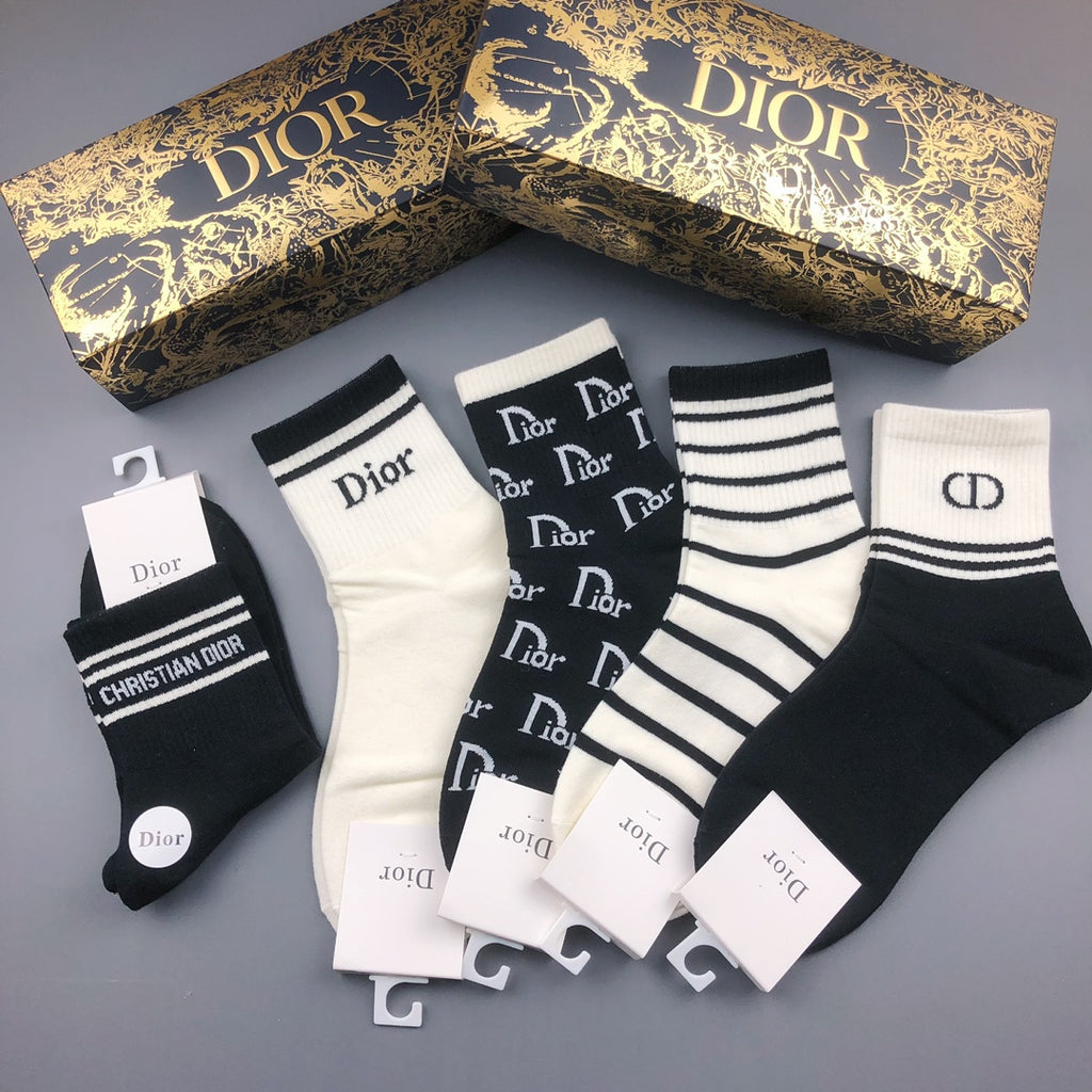 Dior Graphic Crew Socks - 5-Pair Box