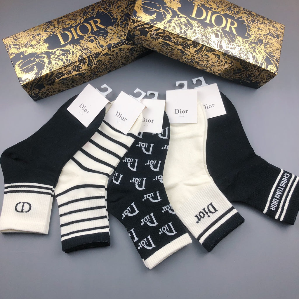 Dior Cotton Crew Socks - 5-Pair Pack