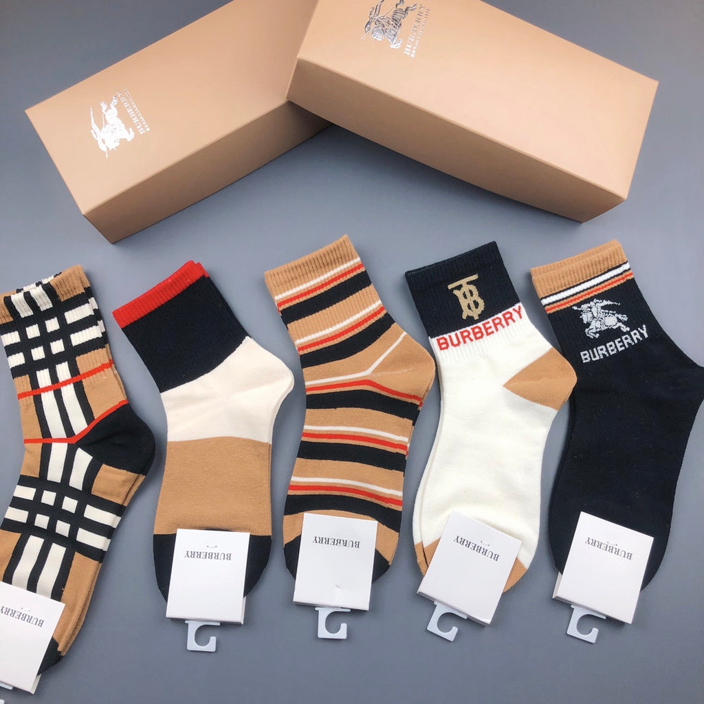 Burberry Cotton Crew Socks - 5-Pair Pack