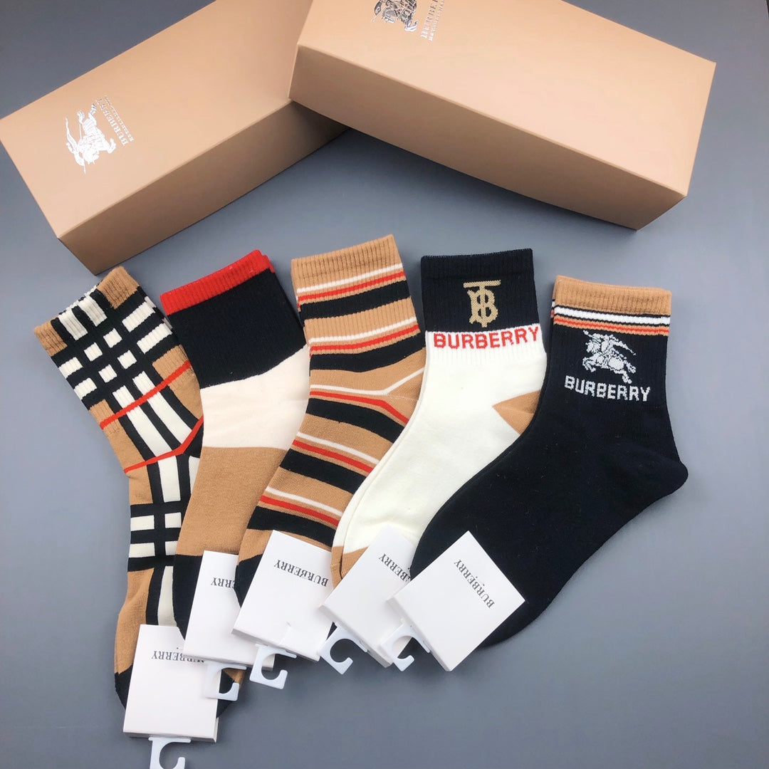 Burberry Cotton Crew Socks - 5-Pair Pack