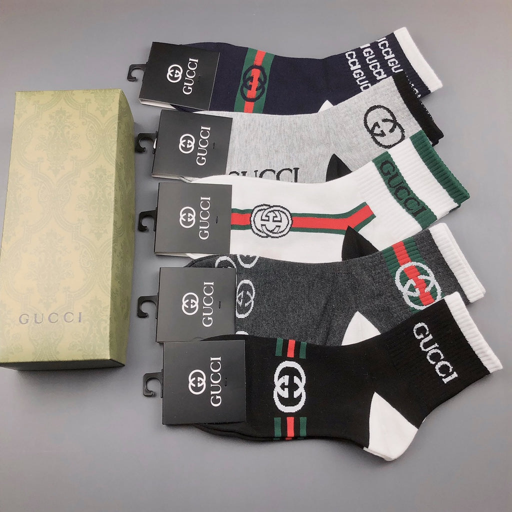 Gucci Cotton Crew Socks - 5-Pair Pack