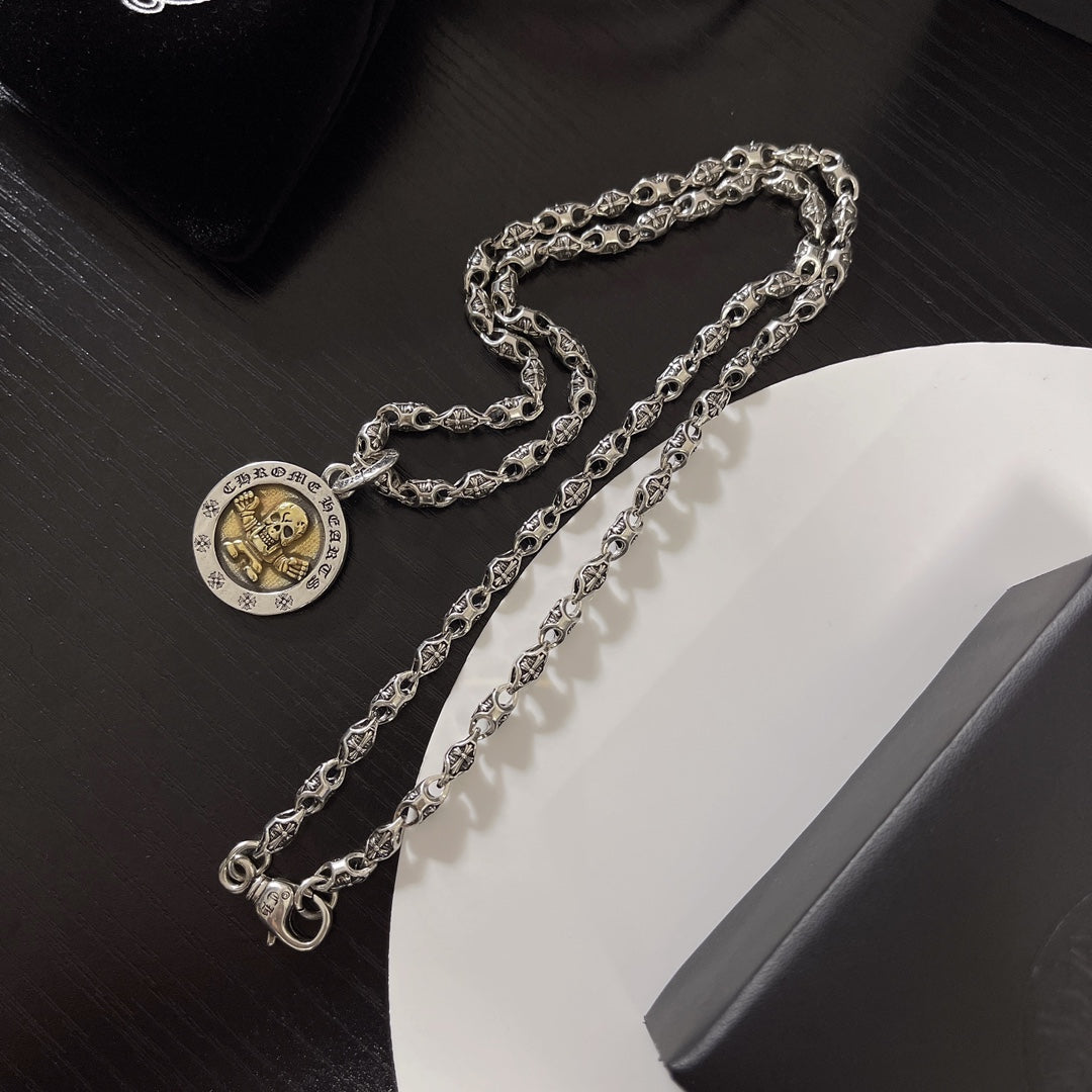Gothic Emblem Pendant Necklace in Metal-Tone – Design 47 detail view