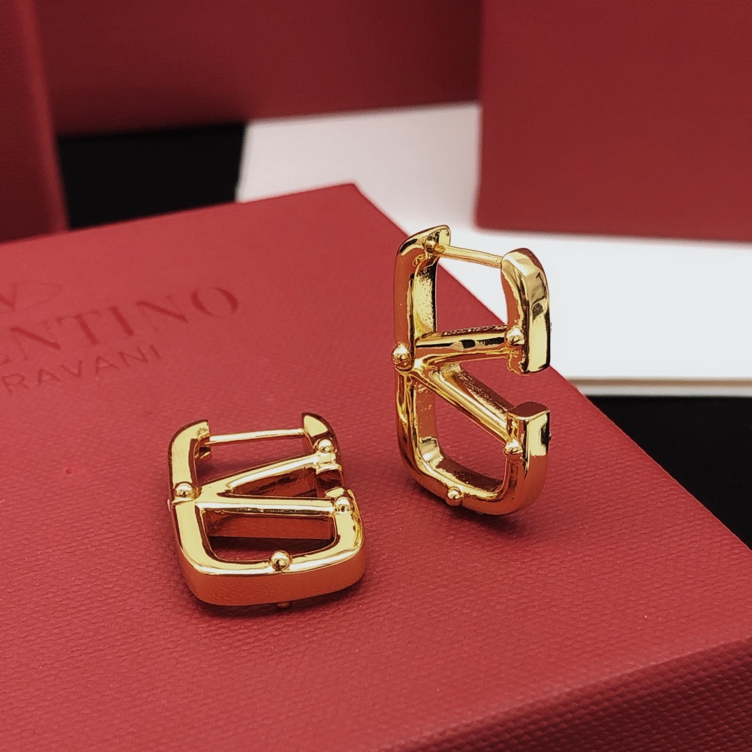 Signature Emblem Drop Earrings in Gold-Tone – Design 02 detail view