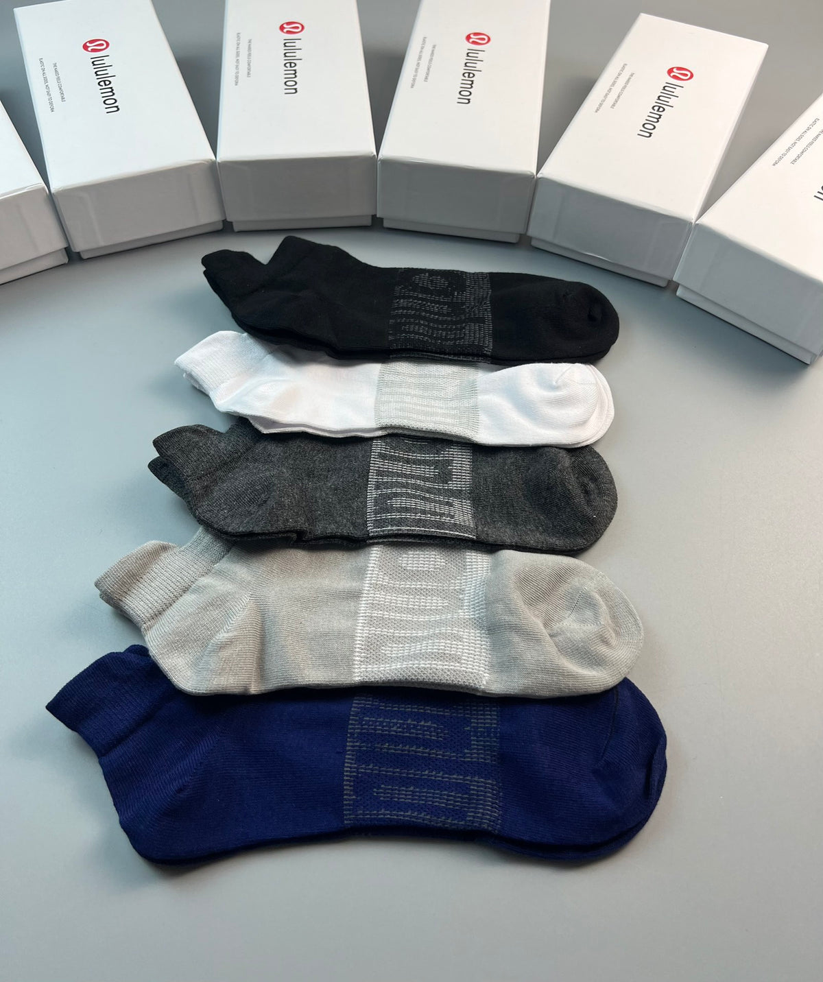 Lululemon Cotton Visible Colour, Cuff And Emblem Details No-Show Socks - 5-Pair Set