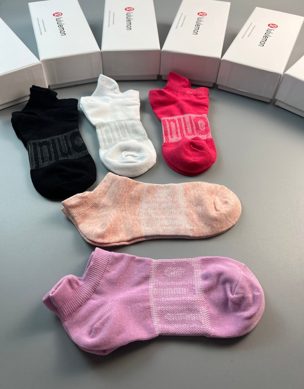Lululemon Cotton Visible Colour, Cuff And Emblem Details No-Show Socks - 5-Pair Set