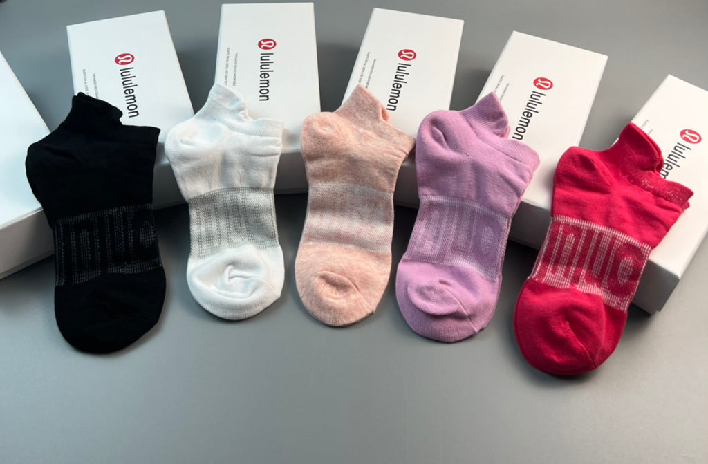 Lululemon Cotton Visible Colour, Cuff And Emblem Details No-Show Socks - 5-Pair Set