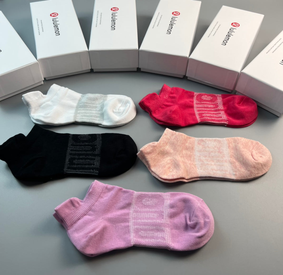 Lululemon Cotton Visible Colour, Cuff And Emblem Details No-Show Socks - 5-Pair Set