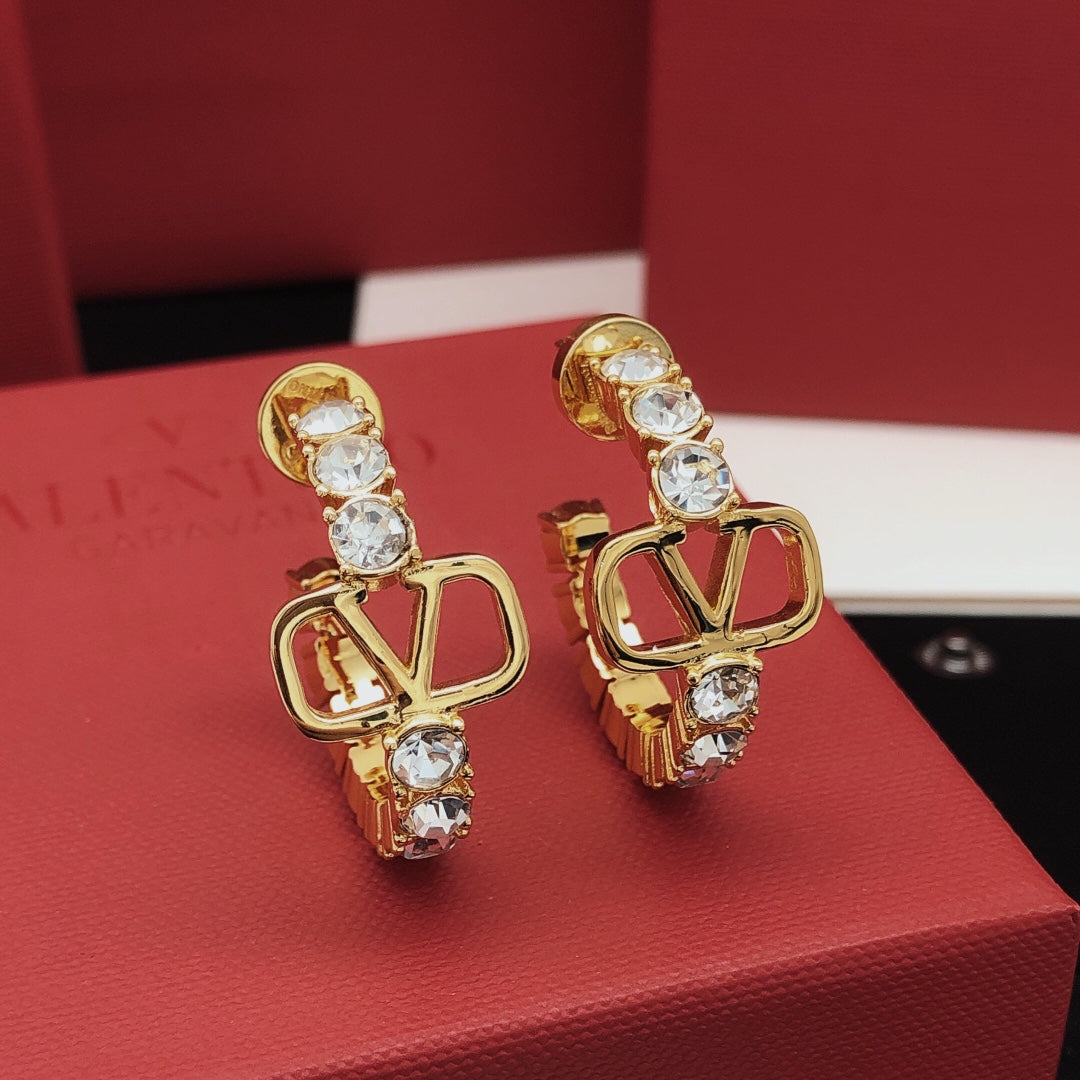 Moon Crystal-Accent Statement Earrings – Design 05 front view