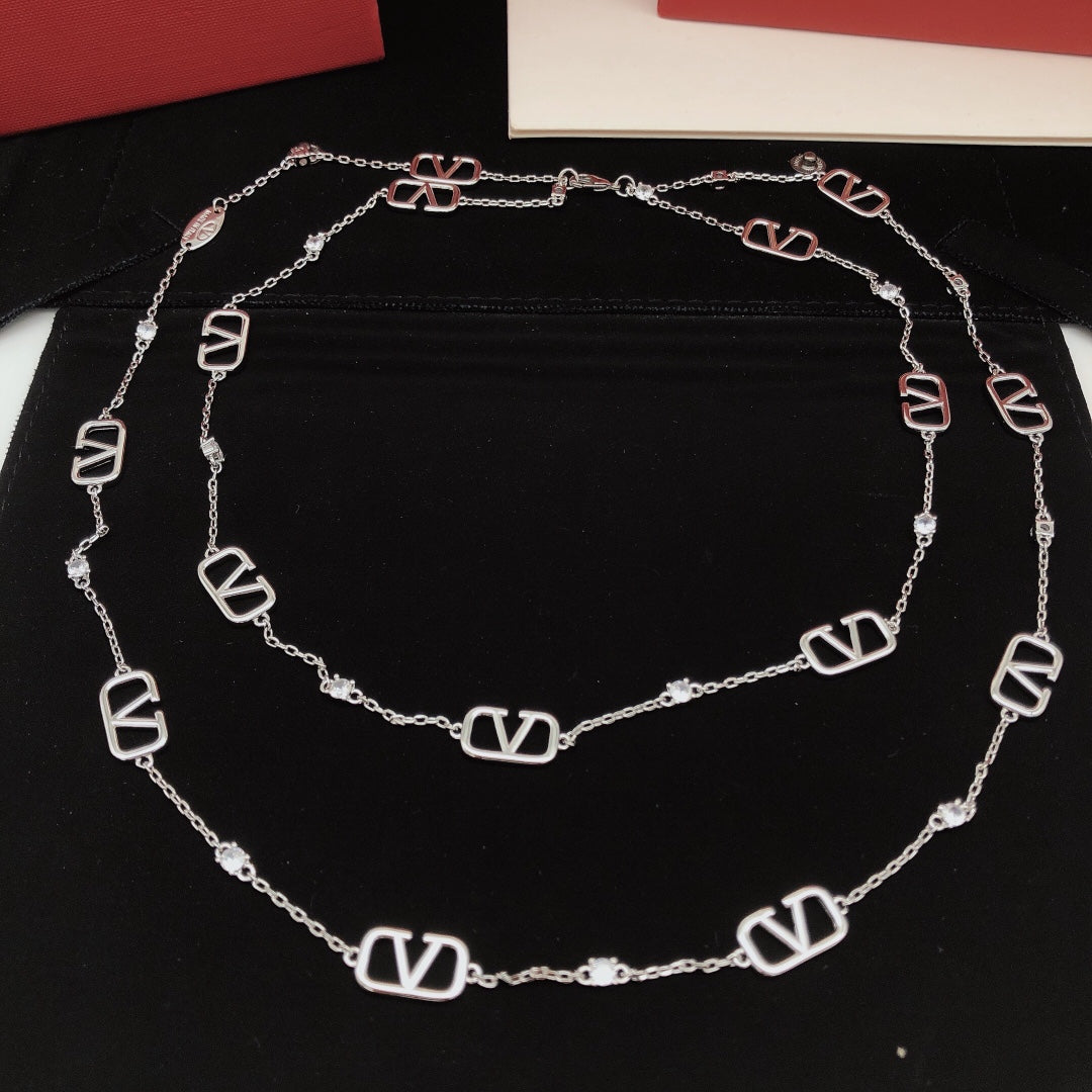 Signature Emblem Double-Layer Pendant Necklace detail view