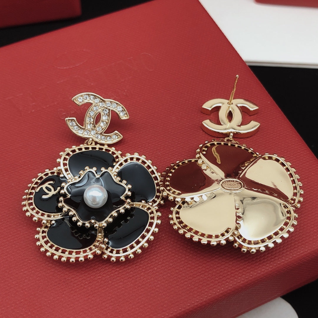 Camellia Stud Earrings in Gold-Tone – Camellia Detail – Design 007 main product view