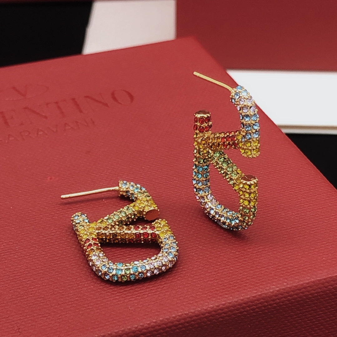 Signature Emblem Crystal-Accent Stud Earrings – Medium main product view