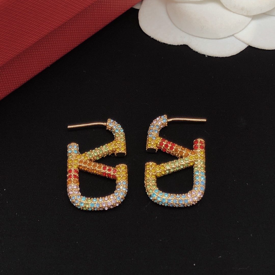 Signature Emblem Crystal-Accent Stud Earrings – Medium main product view