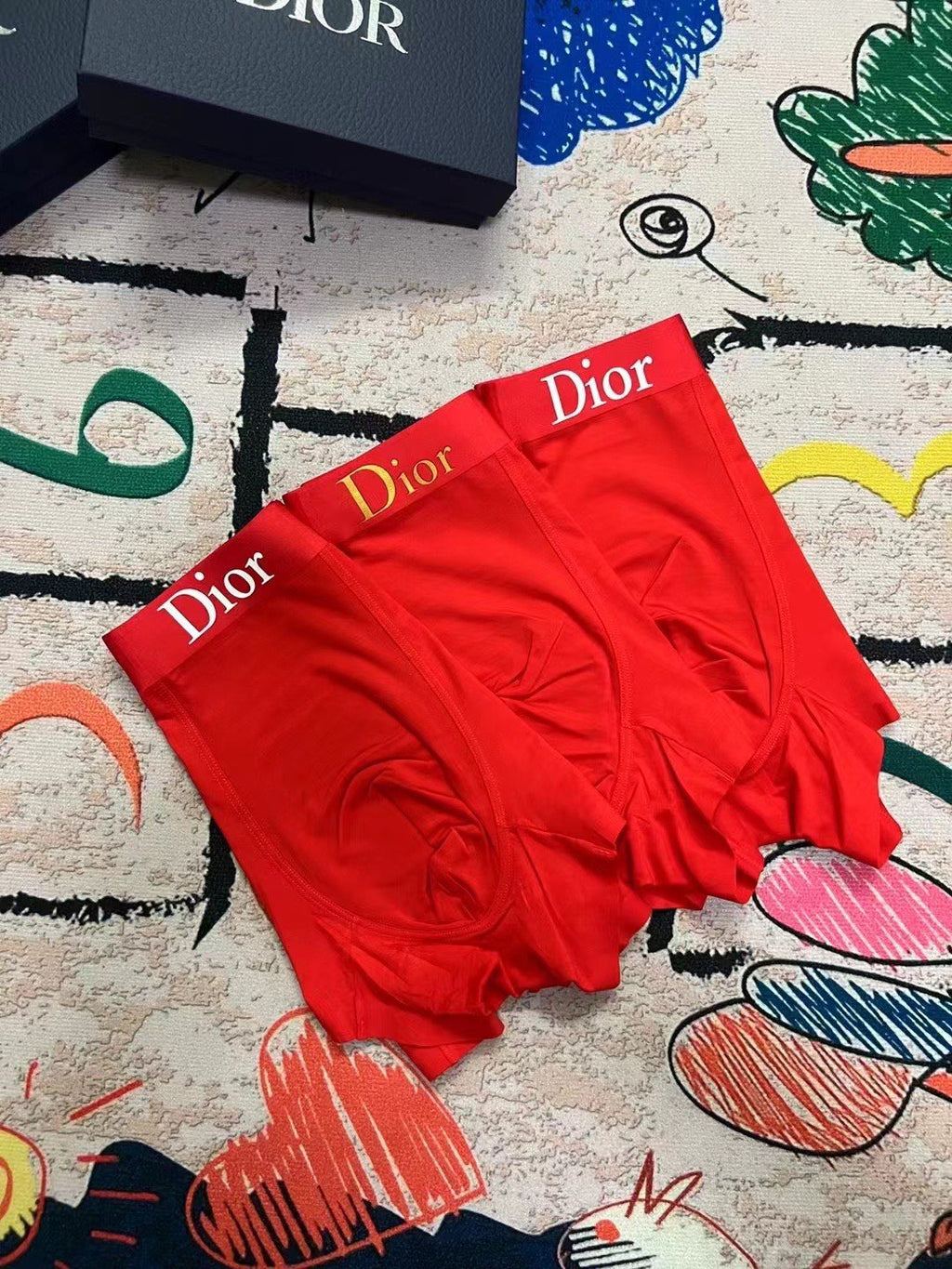 Dior Red Crest Boxer Briefs 3-Piece Box Collection Essentials