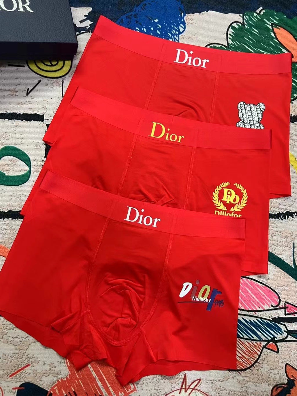 Dior Red Crest Boxer Briefs 3-Piece Box Collection Essentials