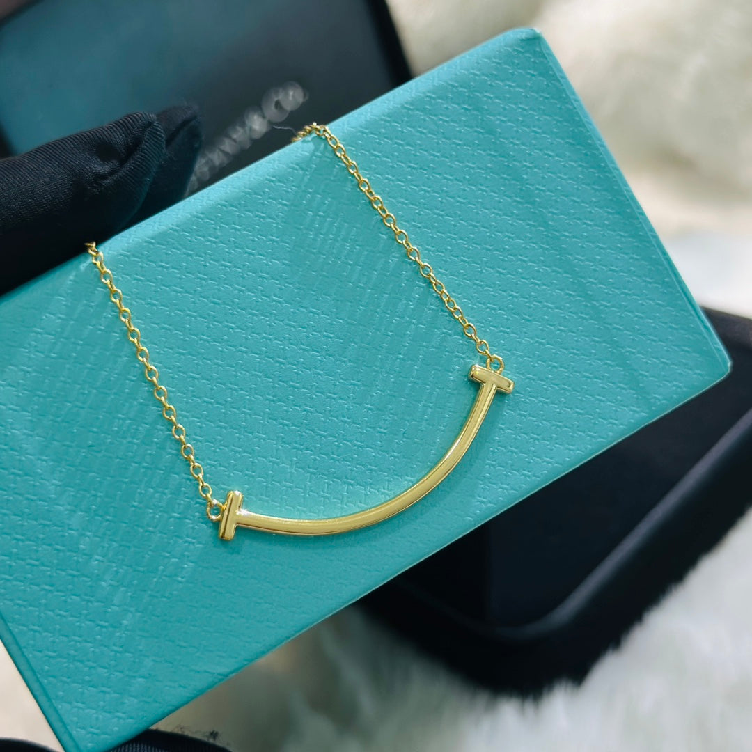Smile Pendant Necklace in Gold-Tone styled product view
