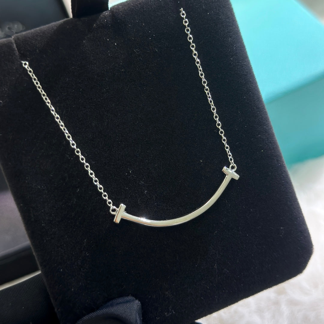 Smile Pendant Necklace in Gold-Tone front product view