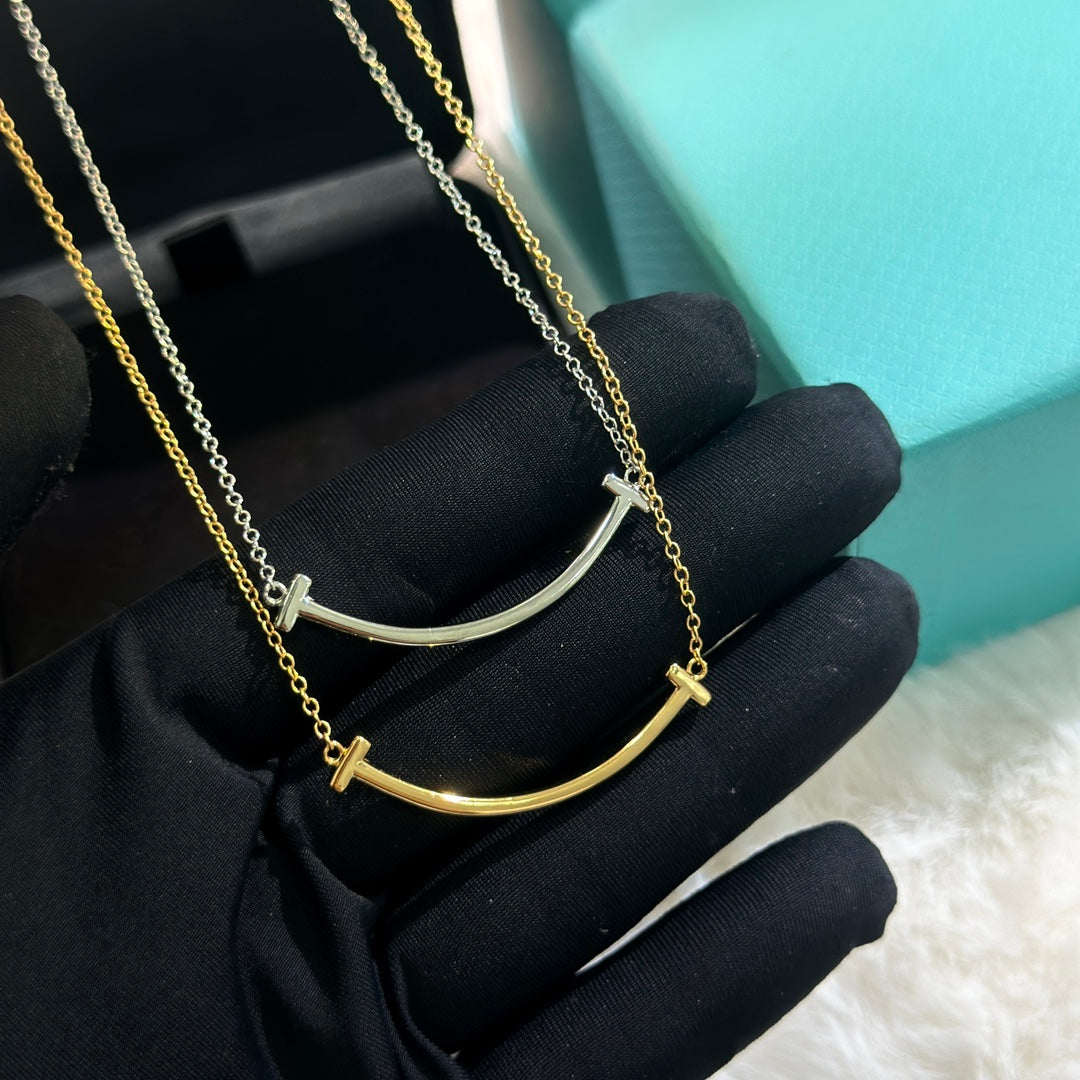 Smile Pendant Necklace in Gold-Tone side detail