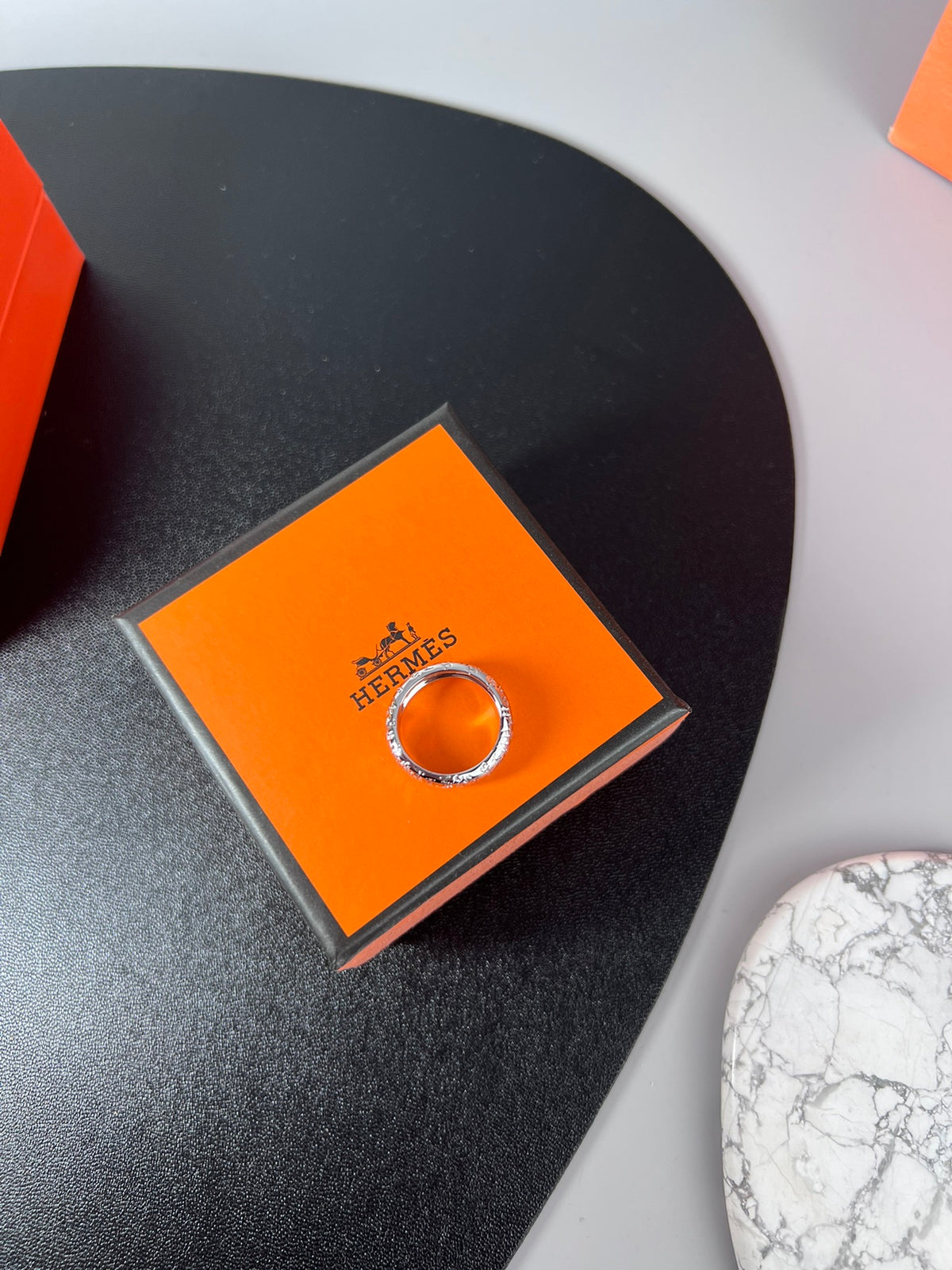 Horse Statement Ring in Polished Metal-Tone – Design 001 detail view