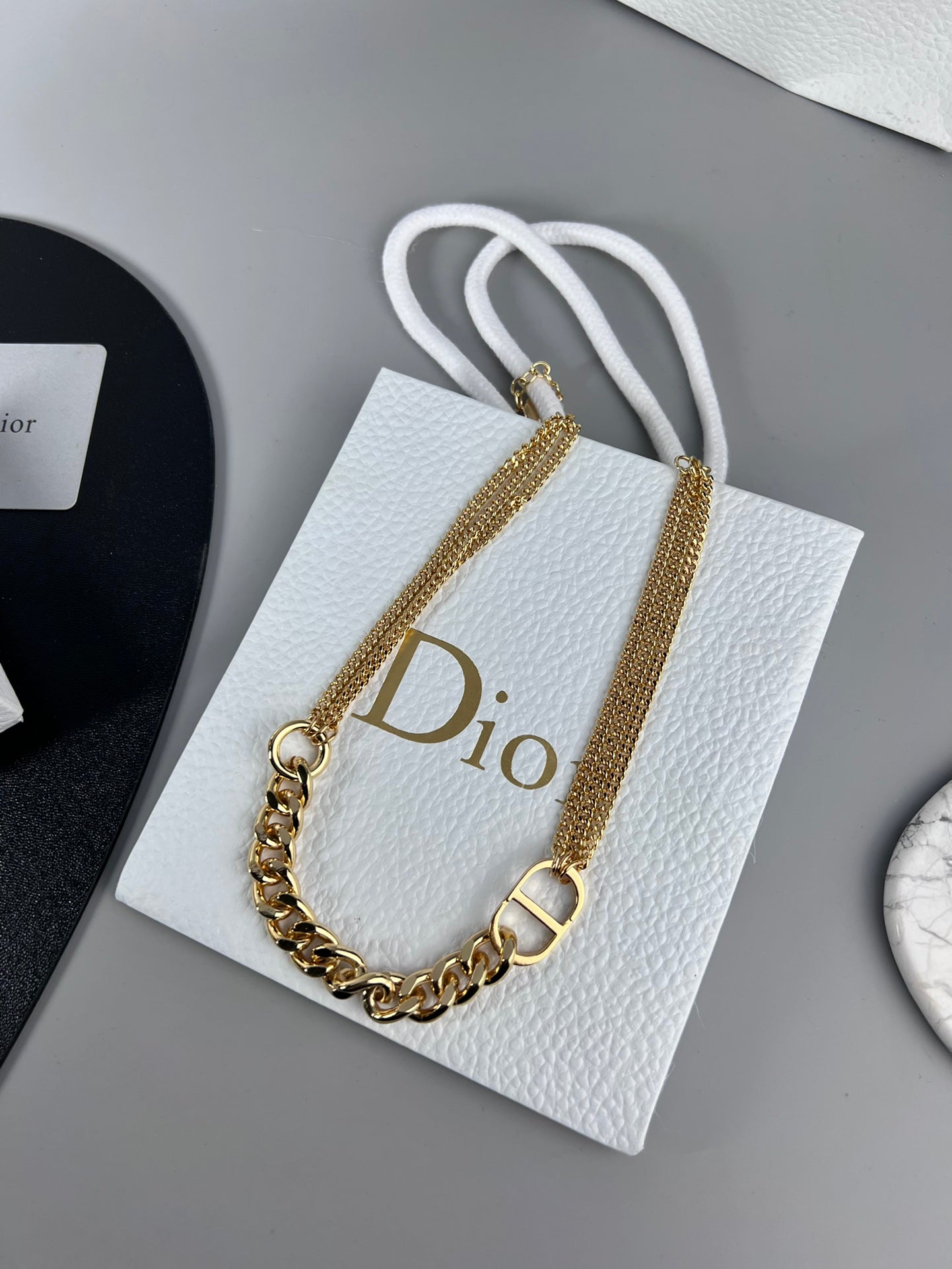 Sculptural Pendant Necklace in Polished Metal-Tone – Design 026 side detail