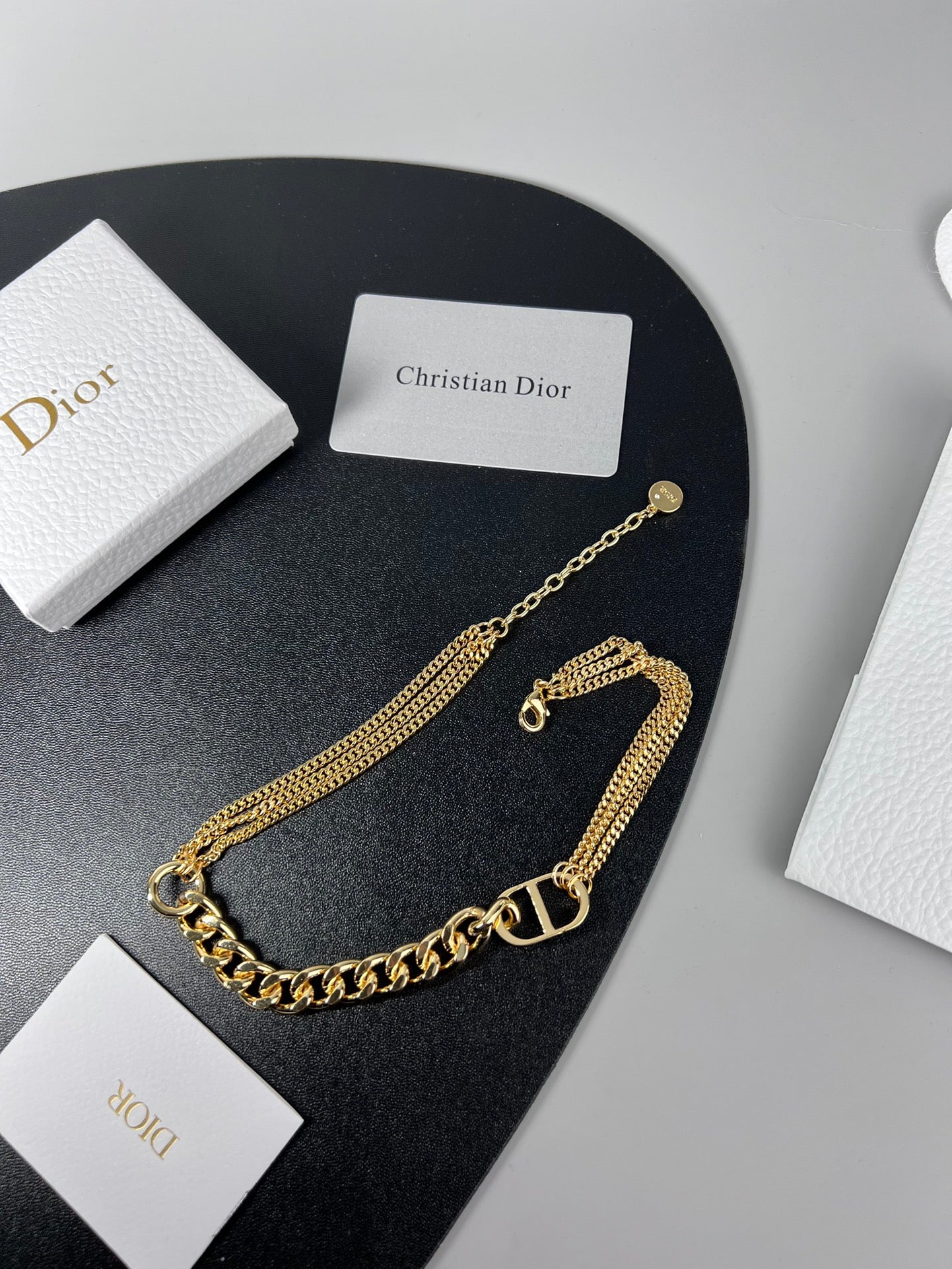 Sculptural Pendant Necklace in Polished Metal-Tone – Design 026 styled view