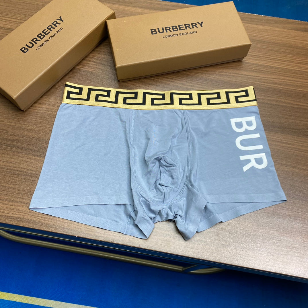 Burberry Bold Lettering And Patterned Waistbands Men's Boxer Briefs - 3-Piece Box