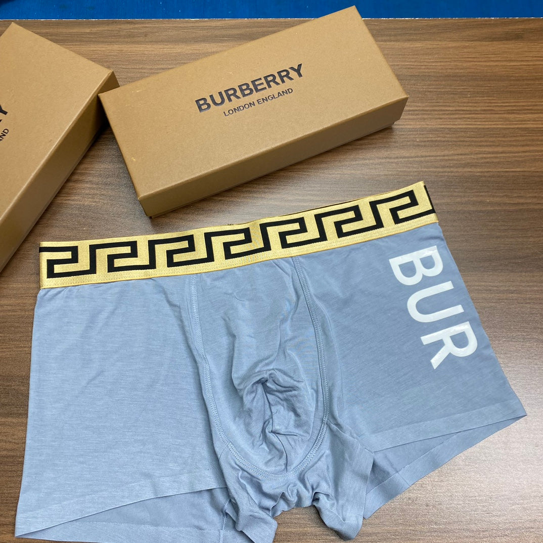 Burberry Bold Lettering And Patterned Waistbands Men's Boxer Briefs - 3-Piece Box