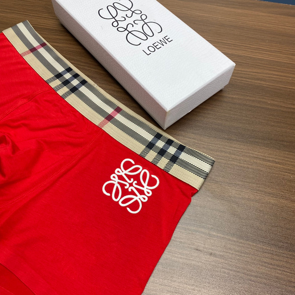 Loewe Modal Anagram-Style Graphics And Check-Inspired Waistbands Men's Boxer Briefs - 3-Piece Box