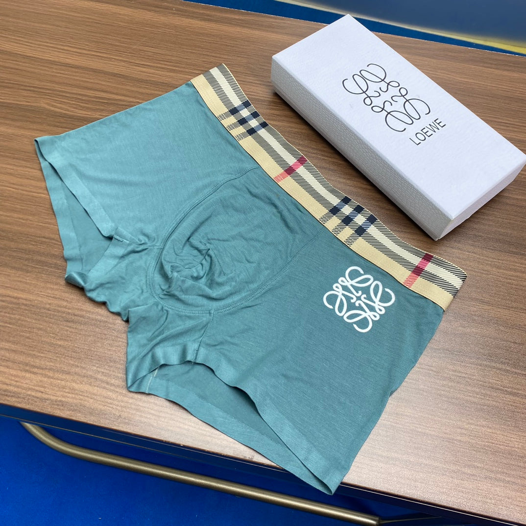 Loewe Check-Inspired Waistbands And White Anagram Details Men's Boxer Briefs - 3-Piece Box