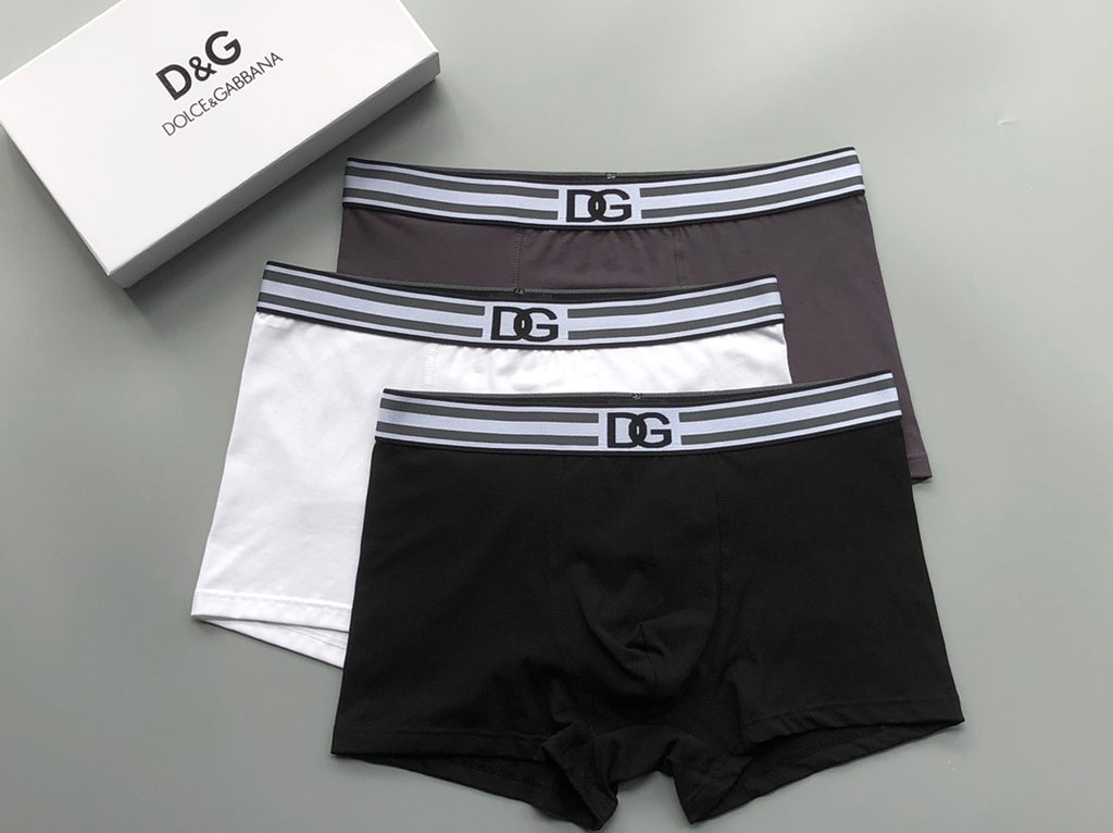Dolce & Gabbana Cotton Striped Logo Waistbands Men's Boxer Briefs