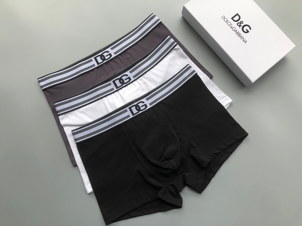 Dolce & Gabbana Cotton Striped Logo Waistbands Men's Boxer Briefs