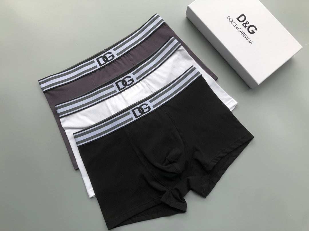 Dolce & Gabbana Cotton Striped Logo Waistbands Men's Boxer Briefs
